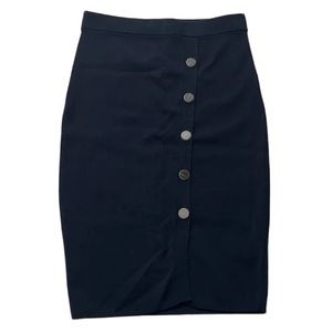 Reiss Button Knit Pencil Skirt Navy Blue